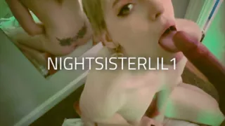 POV Night Sister Trans Femboy Blowjob Sexy Eyes Tongue Feet Ass Cum on Tits