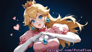 Futanari Princess Peach Masturbating and Selfsuck
