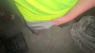 Gray shorts bright shirt