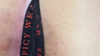 A little asshole tease with a thong on