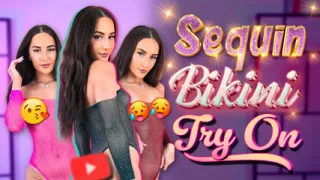 4K Multi Coloured Sequin Bodysuit Try On - Sheer Sparkle, Cheeky Fit