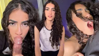 Beautiful 18-year-old Latina nervously records her first sextape for her profile