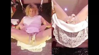 TS Lilly Sophie Fleshlight Fuck in Sling and Cum