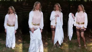 Naughty Outdoor Fashion Show In Nylon Stockings