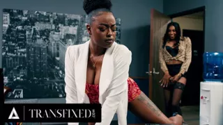 TRANSFIXED - Horny Leilani Li SNEAKS Her Big Cock Inside Boss Destiny Mira's Pussy! OFFICE CREAMPIE