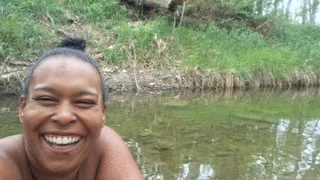 Black Bbw Goes Skinnydipping In A Stream