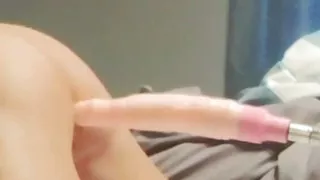 Pink dick machine, ass fucked, riding Dick in my ass, ass cheeks bouncing