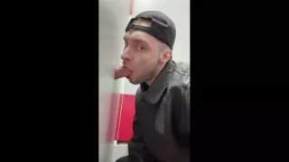Scally Chav Boy in Leather Jacket Try Glory Hole in the First Time