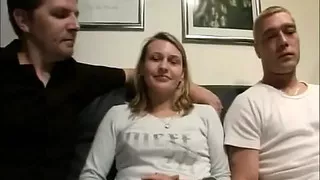 Scandalous German housewife fucks threesome with her husband and his colleague