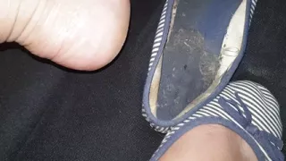 Naughty girl lick her dirty shoes