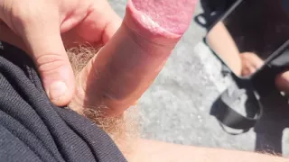 In Public   Handjob In Public And A Cock Loaded With Piss - Show Cock To Everyone
