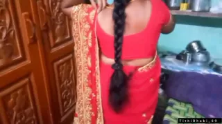 Desi Bhabi Changing Her Red Shari .