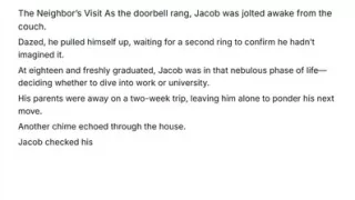 The Neighbor's Visit as the doorbell rang, Jacob was jolted awake from the couch