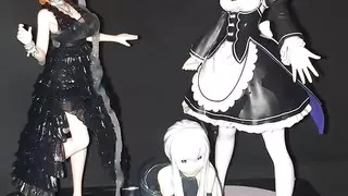 bath and bukkake at the sex shop for Rem, Emilia and Ichika