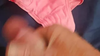 Cumming on Emily's pink panties