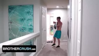 Tiny Twink Gets Covered In Cum By His Big Stepbrother While Their Parents Are Away