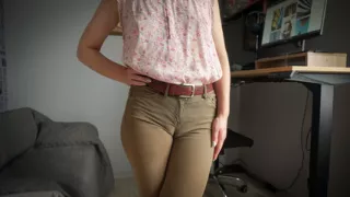 Naughty Colleague Showing Off Wedgie Pussy