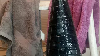 Friday night anal-more stretching with the cone, and then finally after some work, got the long hand dildo in my ass