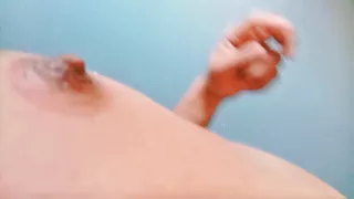 more hardcore nipple stretching with nipple pump, suckers clamps and fingers in broad daylight while wearing sexy thong