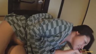 Threeway sex with two brunette sluts after they suck a dick