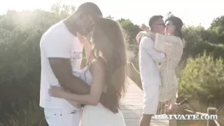 Belle Claire and Anita Bellini in the perfect vacation with an interracial orgy