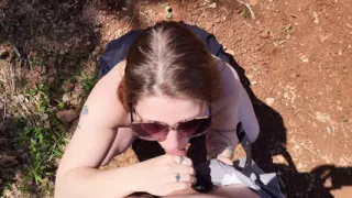 Hot MILF Celaena sucking cock out in public