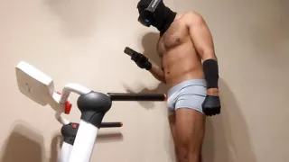 Roadman Wears Gray Underwear For Treadmill Walk