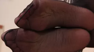 Chiara Dressed In A Secretary Cosplay Costume With Black Nylons; Hot Secretary Upskirt And Leg Fetish