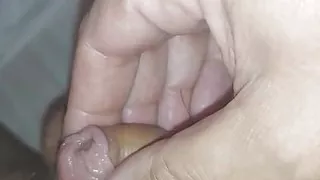 My soft little cuckold cock cums three drops