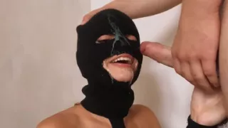 Sloppy Blowjob in Mask - Lots of Cum on Face