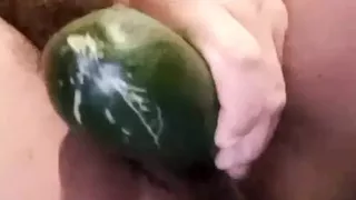 Video call with a hot big ass who puts the cucumber in her pussy