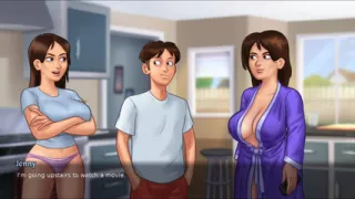 Sexy roommate Jenny getting nude showing her huge boobs, Huge Tits Slut teasing - Summertime Saga 09