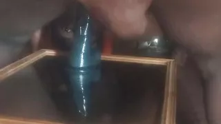 Big black dildo in my ass while I cum