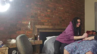 Two shy girls have fun playing with big cock