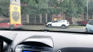 Hot milf in high heels and short skirt calls a taxi and masturbates in the car. Part.1