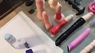 My toys and my horny oiled cock