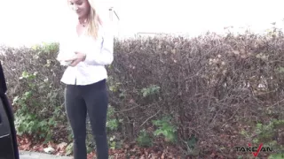 Tattooed hot blonde ride strangers cock in van