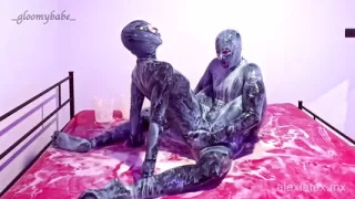 Sticky latex play T2, messy sex - Gloomy Babe