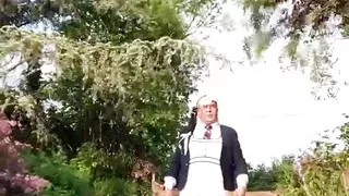 In an outfit with a white wool dress for an evening.