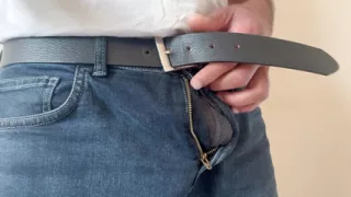 Undressing and playing with cock