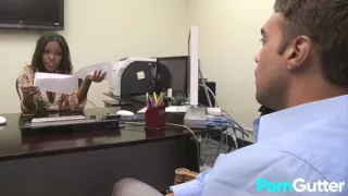 SUGGA BUNNY - Hot Interracial Office Sex with Cowgirl and Cum on Tits Finish