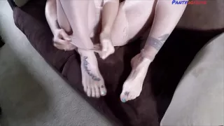 Horny MILF Veronika Rose Wants Her Hosed Feet Cummed on