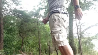 Jerking-off by the Water, at the Public Park, Sagging, American Eagle Boxers. Extended