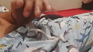 A natural warm-up, the tip of my cock is noticeable