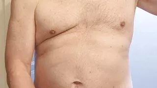 Exhibitionist masturbator stroking and eating cum before shower