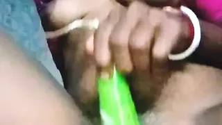 Asian cute wife self satisfaction with brinjal and squirting her pussy