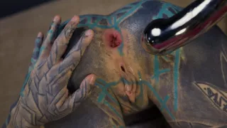 Anuskatzz grabs her cold, stainless steel toy and slides it deep into her tight ass