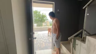 How sexy my big ass Indian stepsister looks sweeping the porch of the house without underwear, I get horny to see her and I end up fucking her