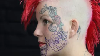 Submissive Goth Slut Gets Face Tattooed and Masturbates - AltErotic