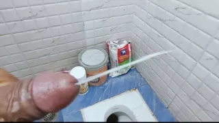 A young boy masterbate in toilet while his girlfriend not at home